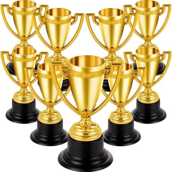 Mini Trophies Bulk for Kids, 9Pcs Plastic Gold Small Trophy Cups, Golden Award T - Picture 1 of 9